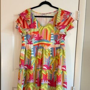 CROSBY by Mollie Burch Colorful Ruffle Sleeve Mini Dress